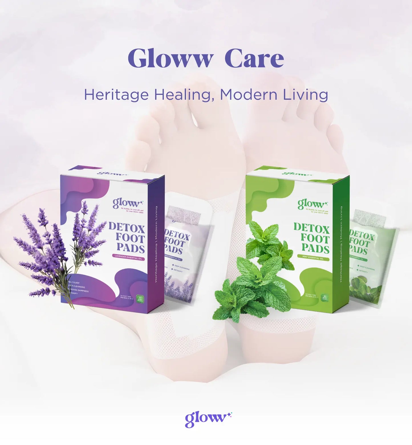 Detoxifying Foot Pads: Gloww Premium Lavender + Mint - Gloww Care
