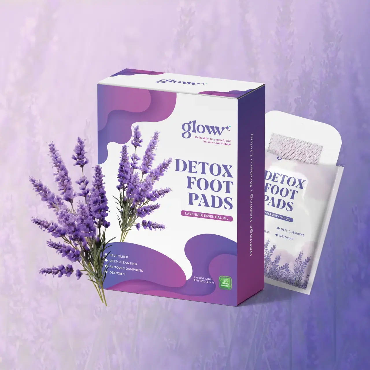 Gloww Premium Wellness Detox Lavender Calming Foot Pads - Gloww Care