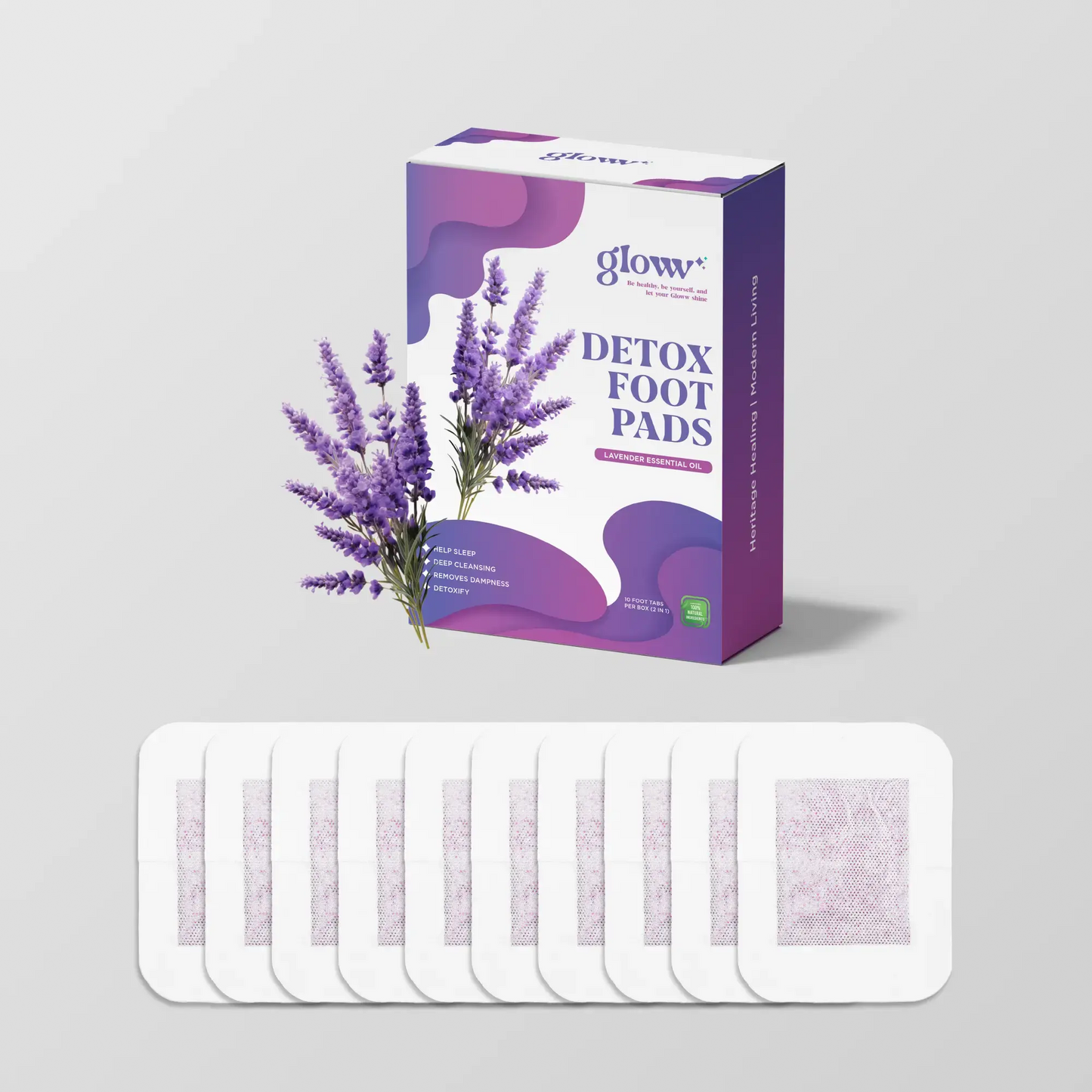 Gloww Premium Wellness Detox Lavender Calming Foot Pads - Gloww Care