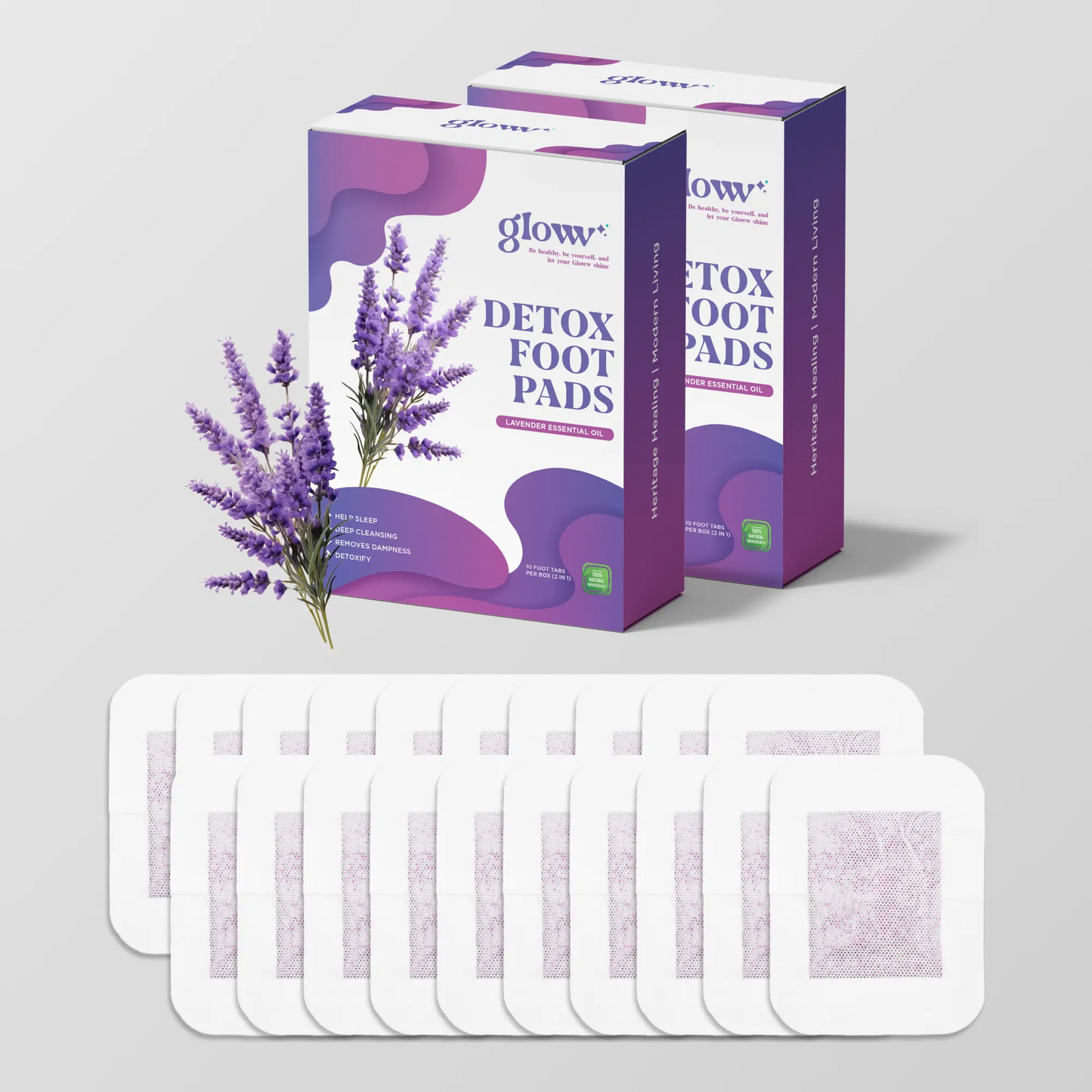 Gloww Premium Wellness Detox Lavender Calming Foot Pads - Gloww Care